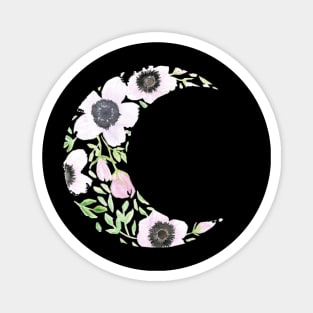 Floral Moon - Loose Watercolor Flower Wreath Magnet